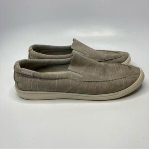 Crocs citiline tan canvas slip on‎ shoes size 8